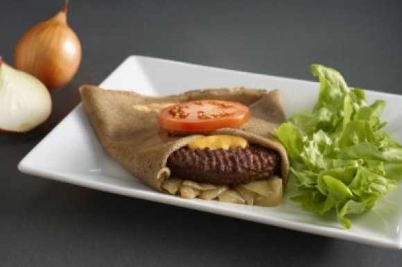 Galette américaine steak haché salade oignons Vannes